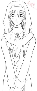 顔グラフィックとして本編で使うのでペン入れ済、後で色塗り。肩から下は本来不要ですが、まあオマケで