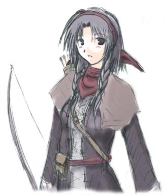 ミーア、武器は弓矢