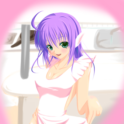 擬人化フェザー、エプロンだけ